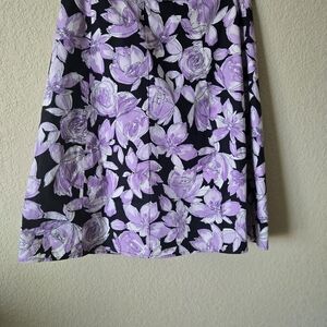 Rafaella Black and Purple Floral Mini Skirt